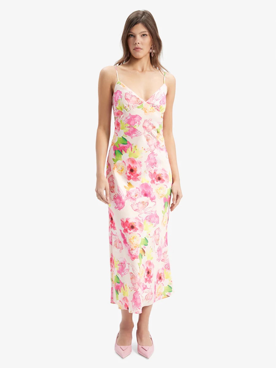 Nwot: Bardot Pink Floral Malinda Slip Dress | Size S